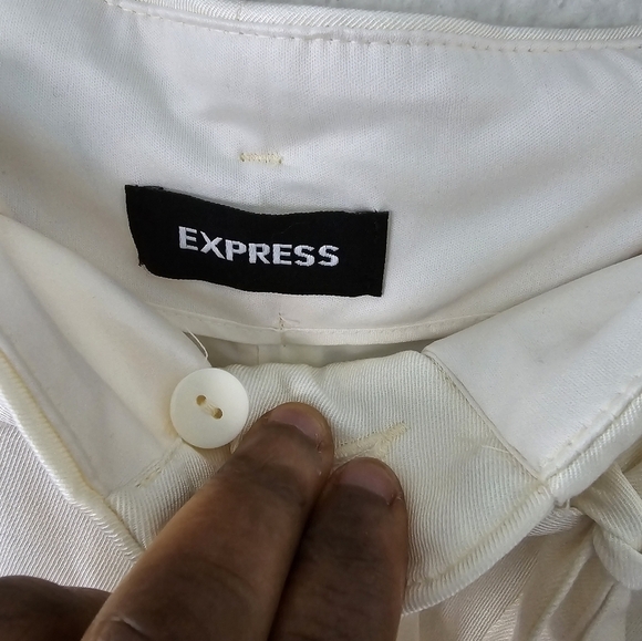 $89 Express Pants Women 16 Nude Linen Blend High Waist Pleated Ankle New - Picture 9 of 16